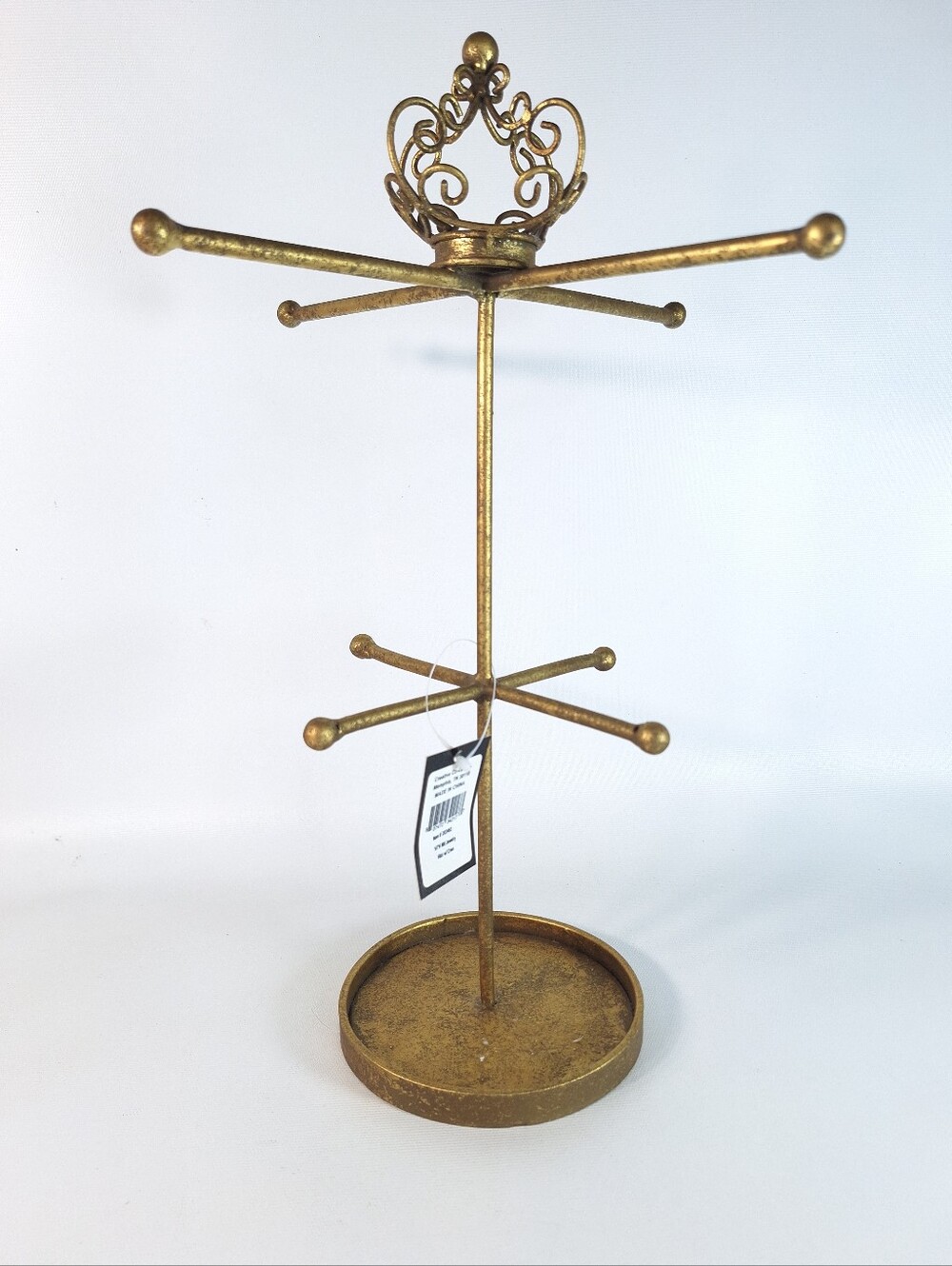 Vintage Gold Crown Jewelry Tower Stand Antique Metal Necklace Bracelet Organizer